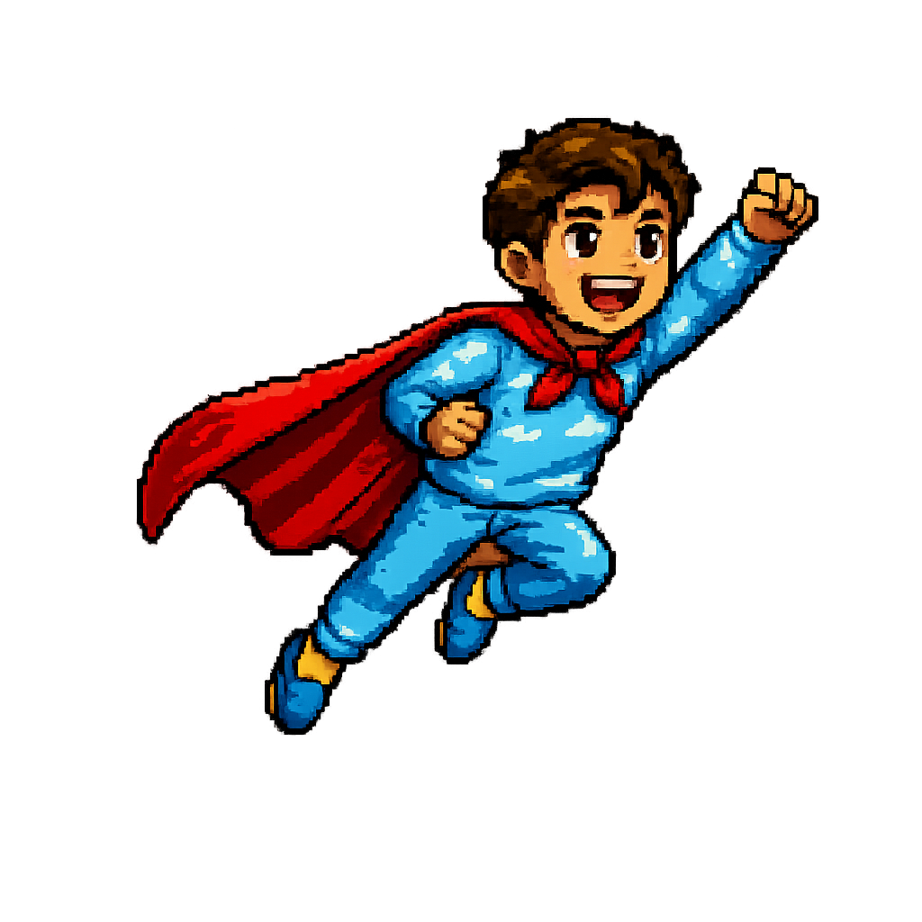 A young superhero taking flight